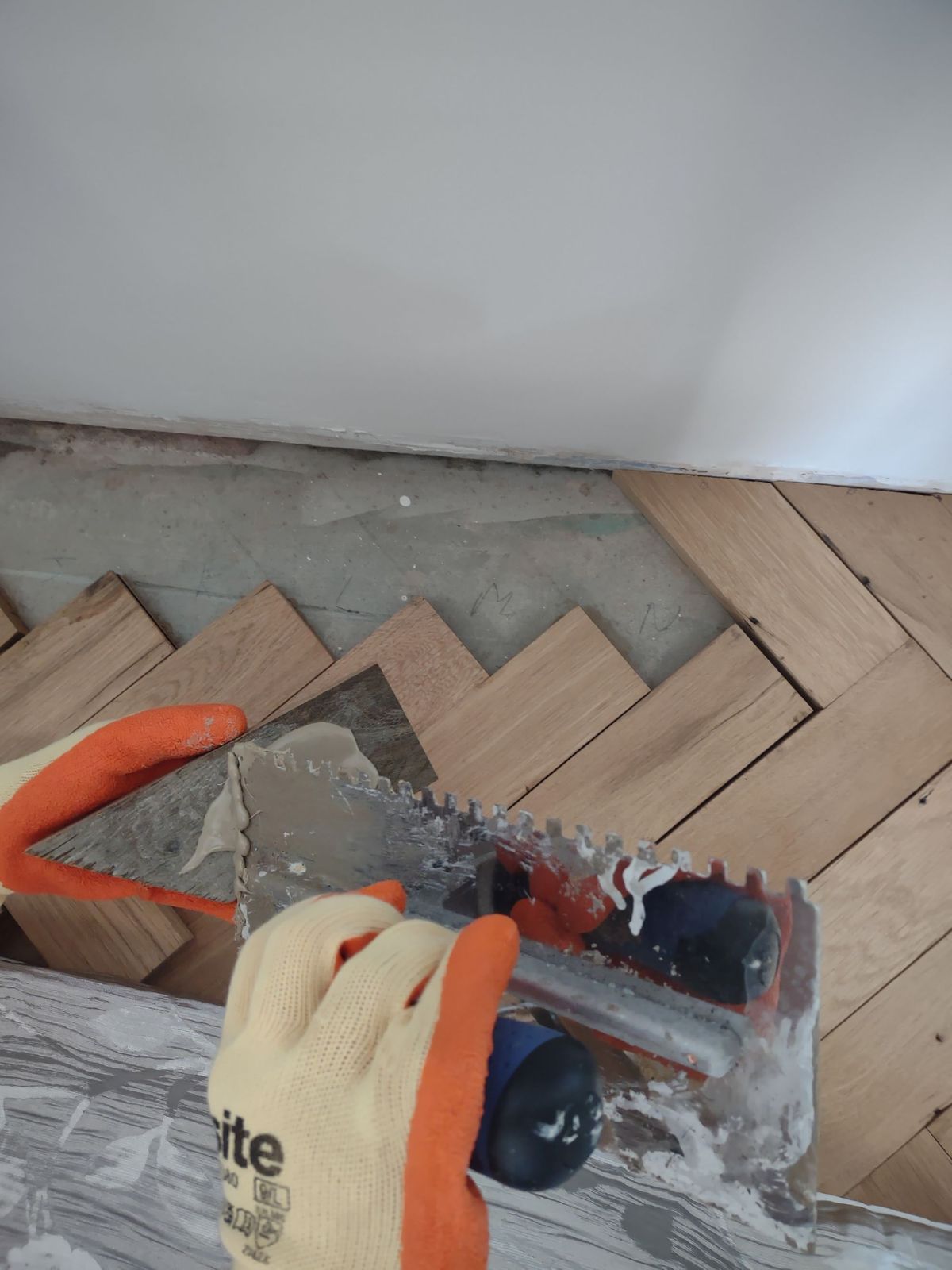 Sticking down the blocks along the edges