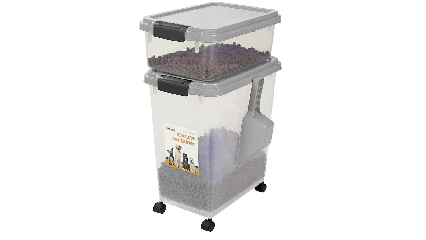 Dog food storage with two compartments