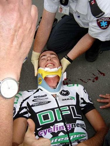 In a neck brace