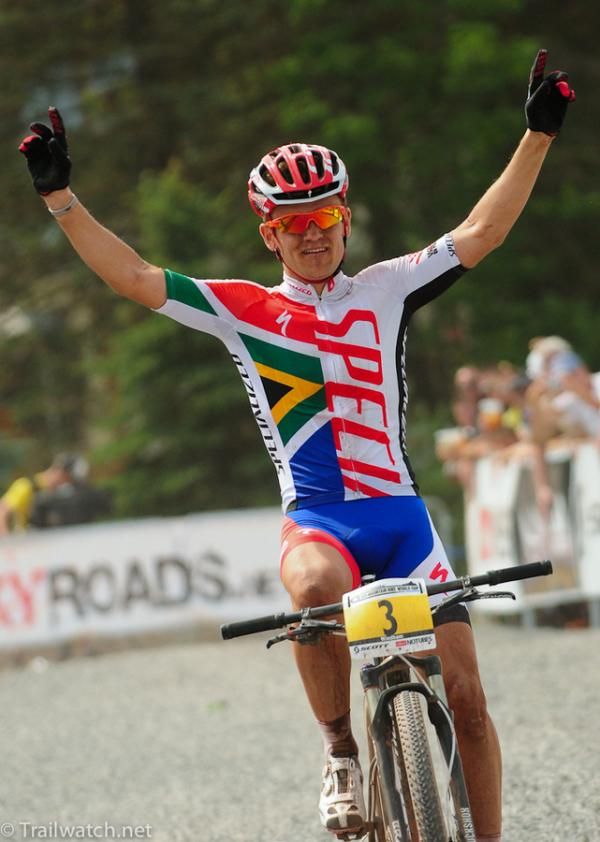 Burry Stander (Specialized) winning the World Cup race in Windham