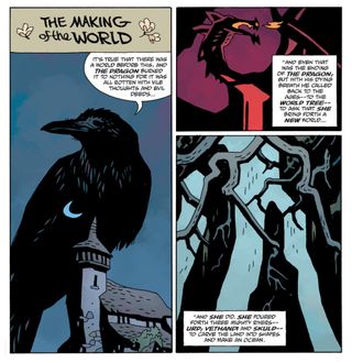 A raven tells the story of the world.