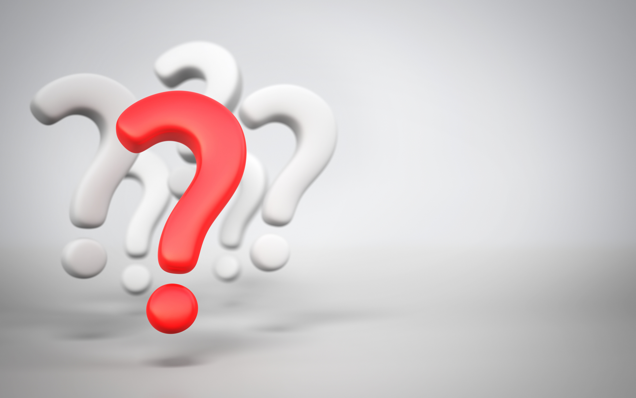 3d render red question mark standing out from white question marks