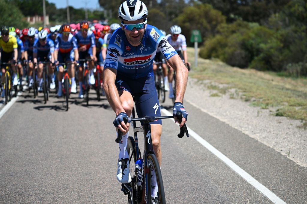 Pieter Serry (Soudal-QuickStep) launched an early attack but quickly sat up