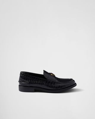 Croco-Print Leather Loafers