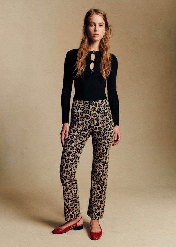 Ciara Trousers - Leopard Jacquard - Cotton - Sézane