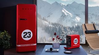 Smeg Red Salzburg 917 fridge and coffee machine