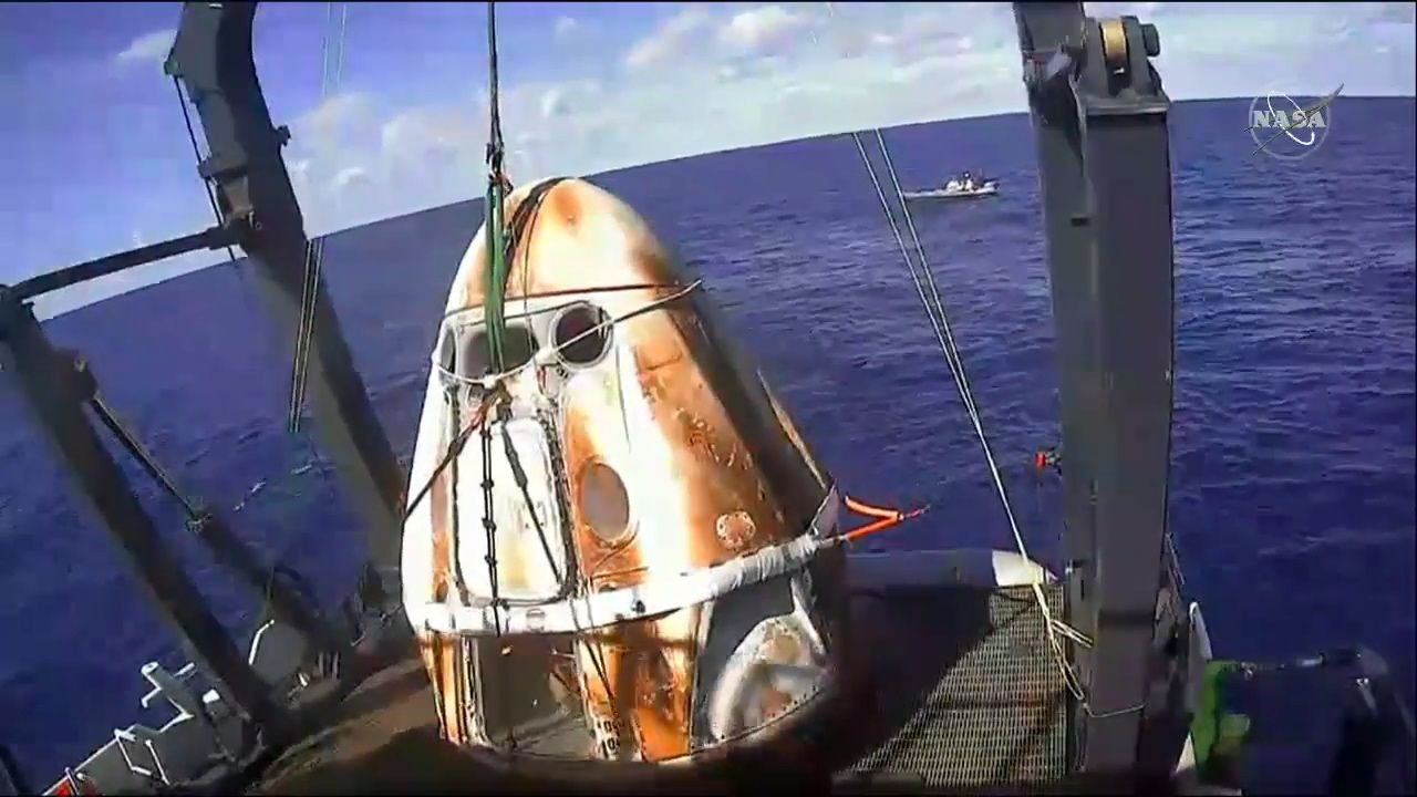 SpaceX's Crew Dragon was a pristine white when it left the International Space Station on March 8, 2019. Now it's a "toasted marshmallow."