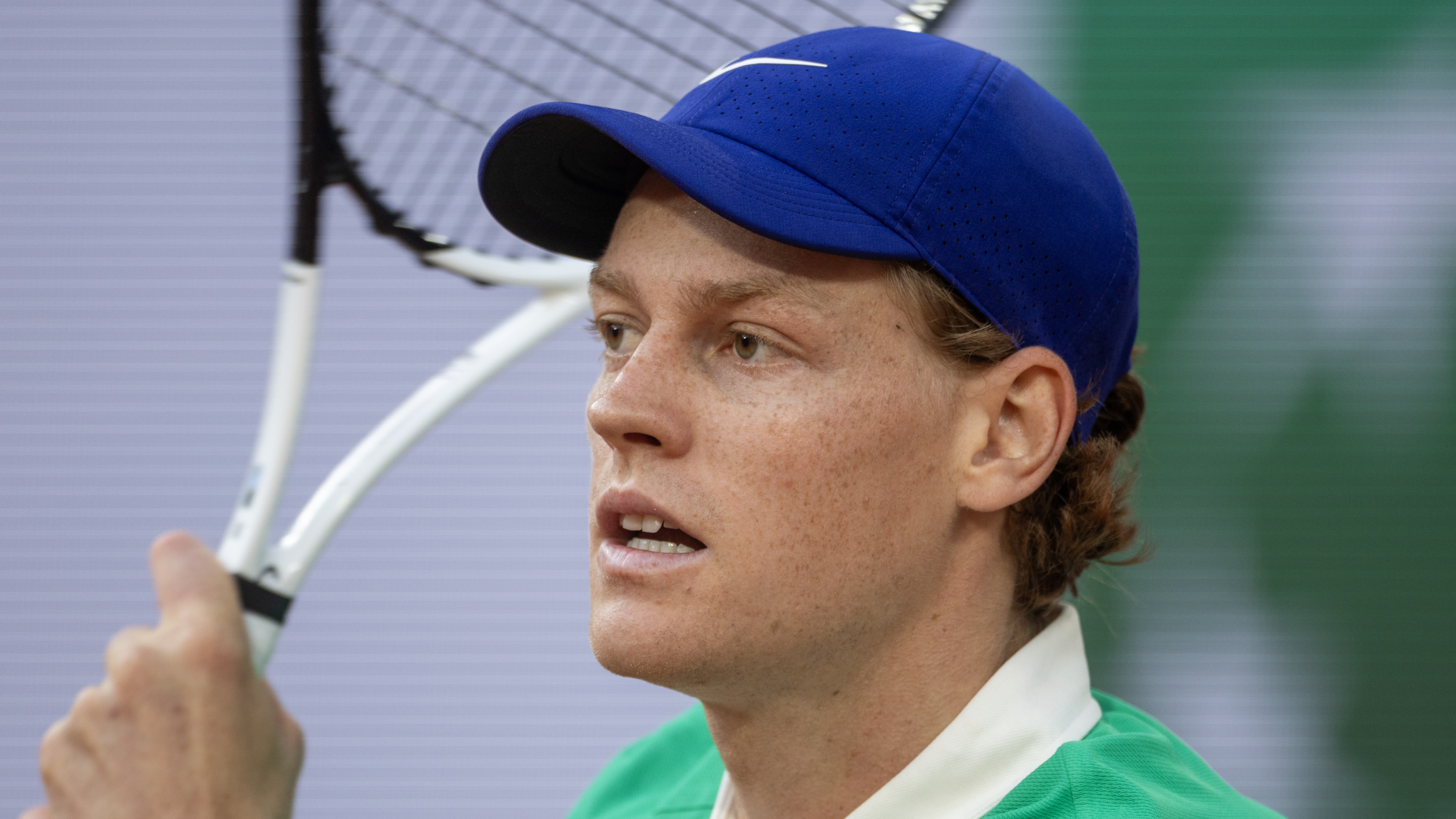 PARIS, FRANCE - JUNE 6: Jannik Sinner of Italy during his match against Novak Djokovic of Serbia in the semi-final of the Men&#039;s singles competition on Court Philippe-Chatrier during the 2025 French Open Tennis Tournament at Roland Garros on June 6th, 2025, in Paris, France. (Photo by Tim Clayton/Getty Images)