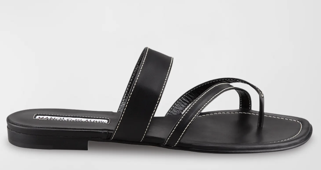 Manolo Blahnik, Susa Flat Leather Sandals