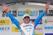 American Christian Vande Velde (Garmin-Slipstream) celebrates on the podium.