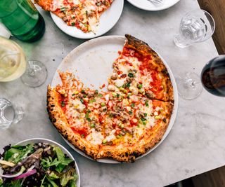 A pizza on a table