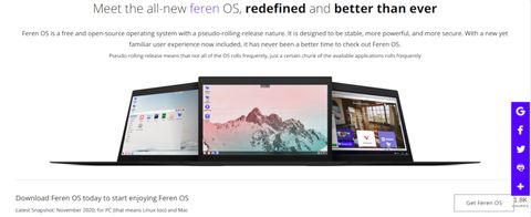 screenshot of the website of Feren OS