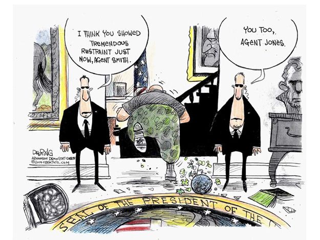 Obama cartoon White House intruder secret service | The Week