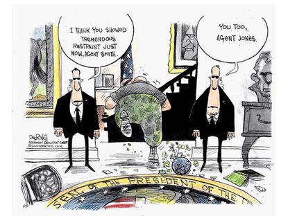 Obama cartoon White House intruder secret service
