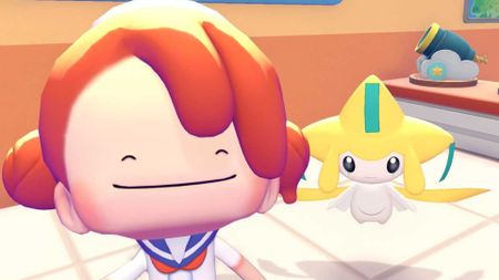 Ditto smiles in a selfie with Jirachi in Pokopia.