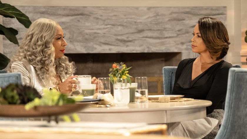 Tamara Tunie as Anita Dupree and Daphnee Duplaix as Nicole Dupree Richardson having lunch in Beyond the Gates