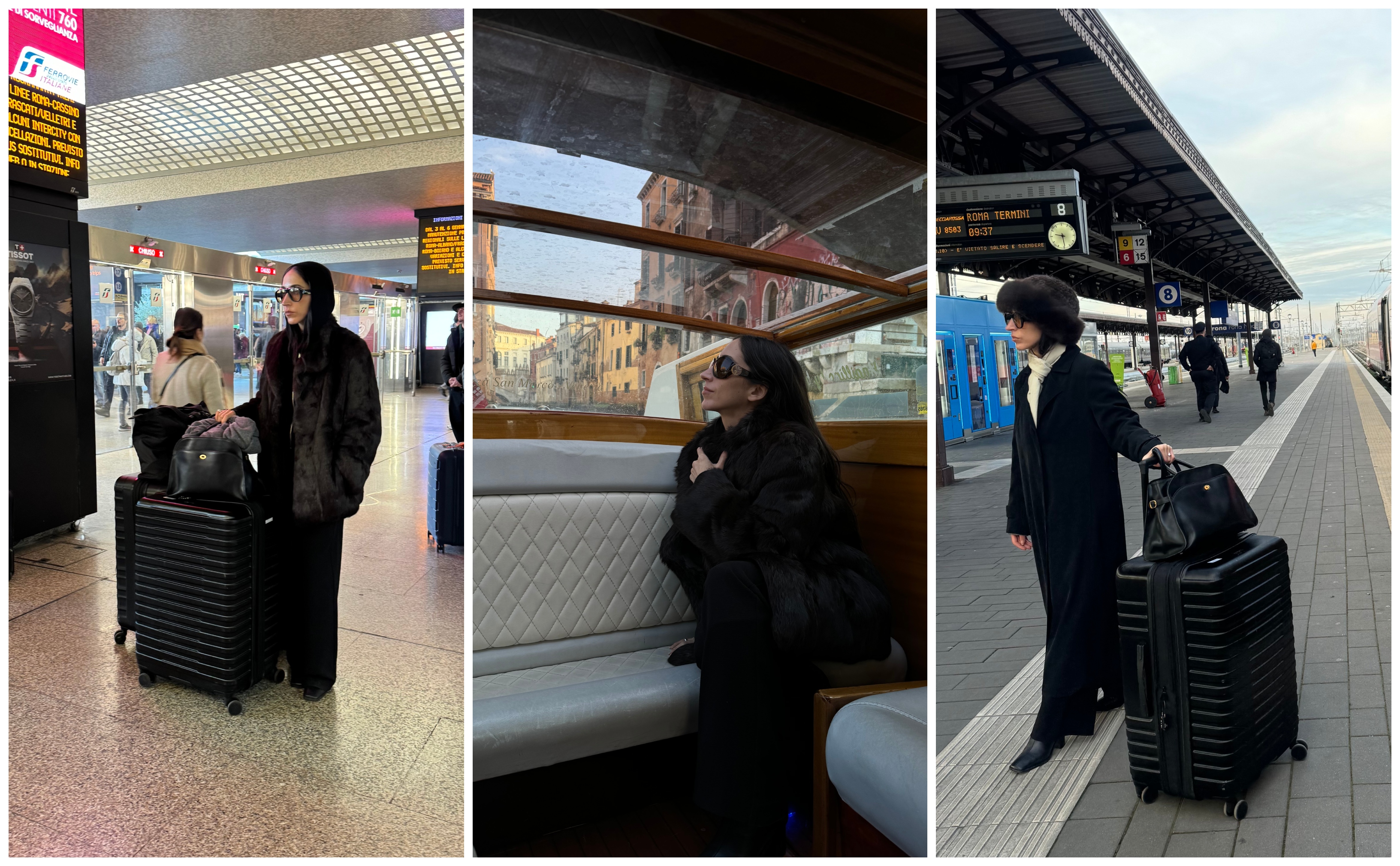 collage of Alexis Badiyi's travel outfits