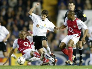 Pablo Aimar in action for Valencia against Arsenal in the Champions League in 2003.