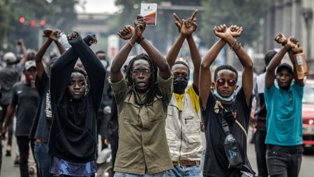 Protesters against the Finance Bill 2024 in Nairobi on 18 June 2024