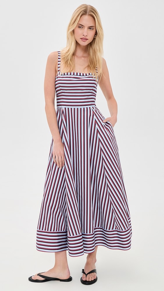 The Margot Midi Dress - Red/white/blue Stripe