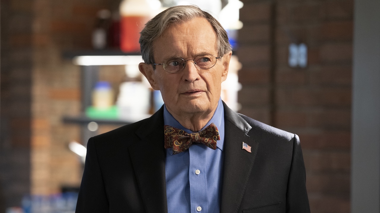 David McCallum&#039;s Ducky standing in NCIS lab