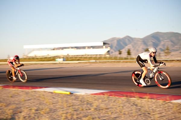 Brent Bookwalter (BMC) passes Burke Swindlehurst (Bissell) on the way to third place.