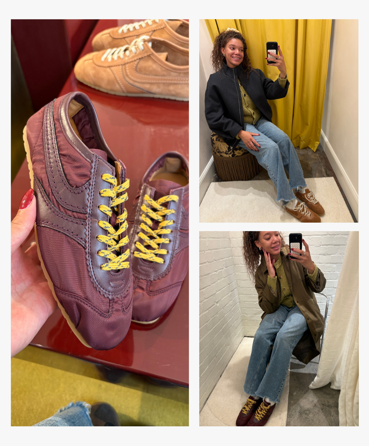 Who What Wear Fashion editor Imani-Nia Francis-Tsolakis wears autumn 2025 trending trainers try on. She wears the Dries Van Noten Sneakers.
