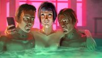 A vampire and two bloodbags in a hot tub in Nighthawks
