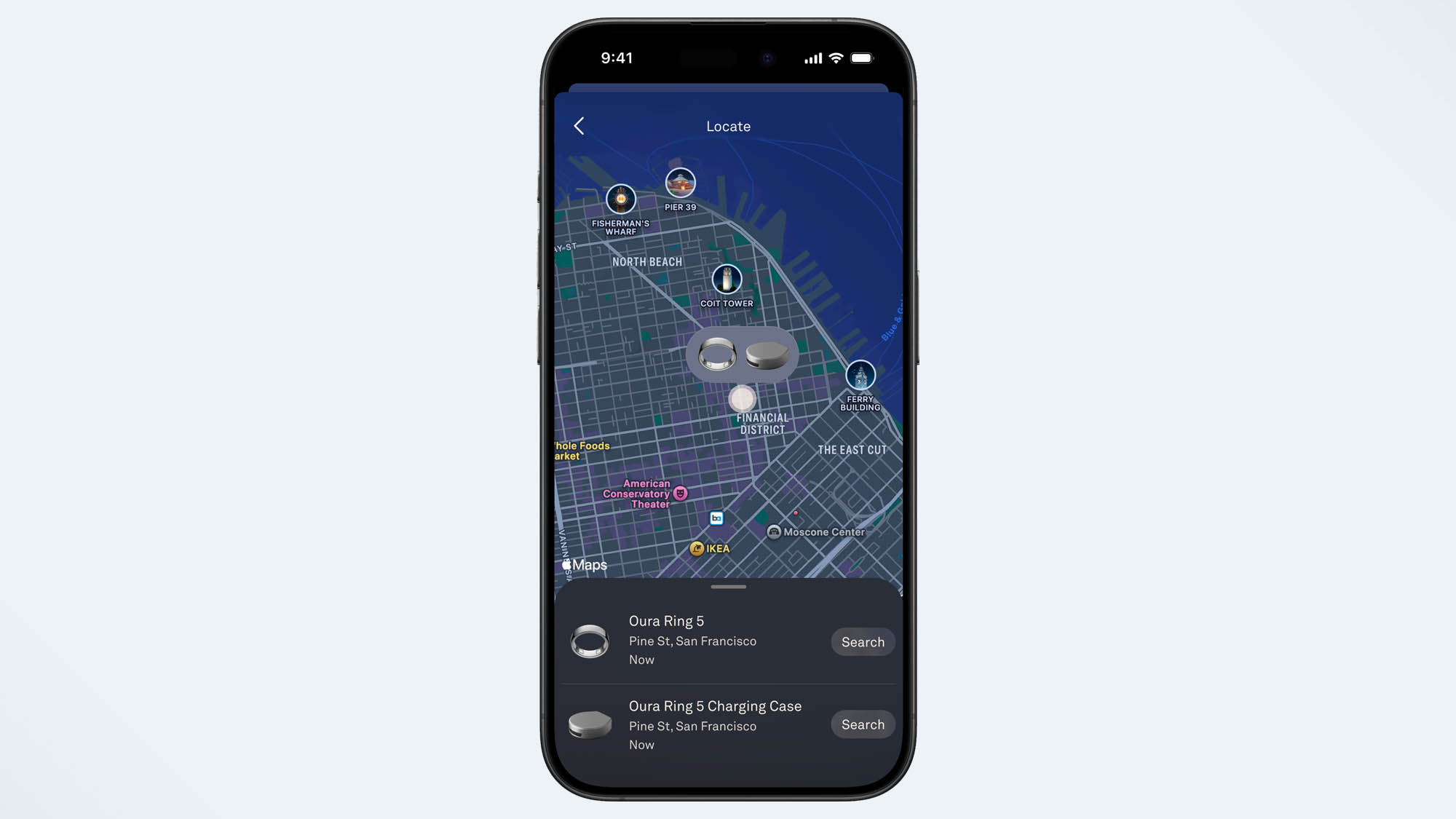 a photo of the Oura Locate feature