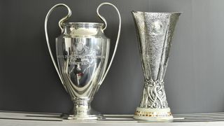 champions league and europa league trophies