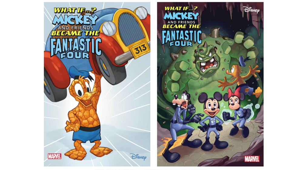 Variant covers from Marvel & Disney: What If…? Mickey & Friends Became the Fantastic Four' #1.