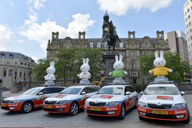 Bunnies adorn the race vehicles in Leeds