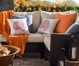 outdoor sofa with cushions from Wayfair