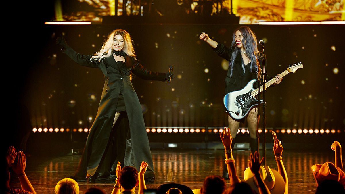 Shania Twain performs with Lindsay Ell (right) at the grand opening of her COME ON OVER Residency at Bakkt Theater at Planet Hollywood Resort &amp; Casino on May 10, 2024 in Las Vegas, Nevada