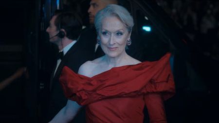 Meryl Streep stuns in red off-the-shoulder dress as Miranda Priestly in the trailer for The Devil Wears Prada 2.