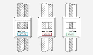 A screenshot from an Apple patent showing a colour-changing Watch strap