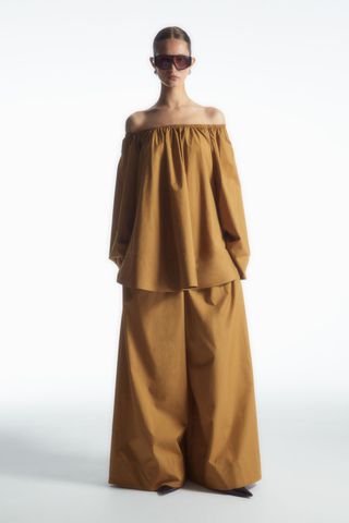 Gathered Wide-Leg Pants​