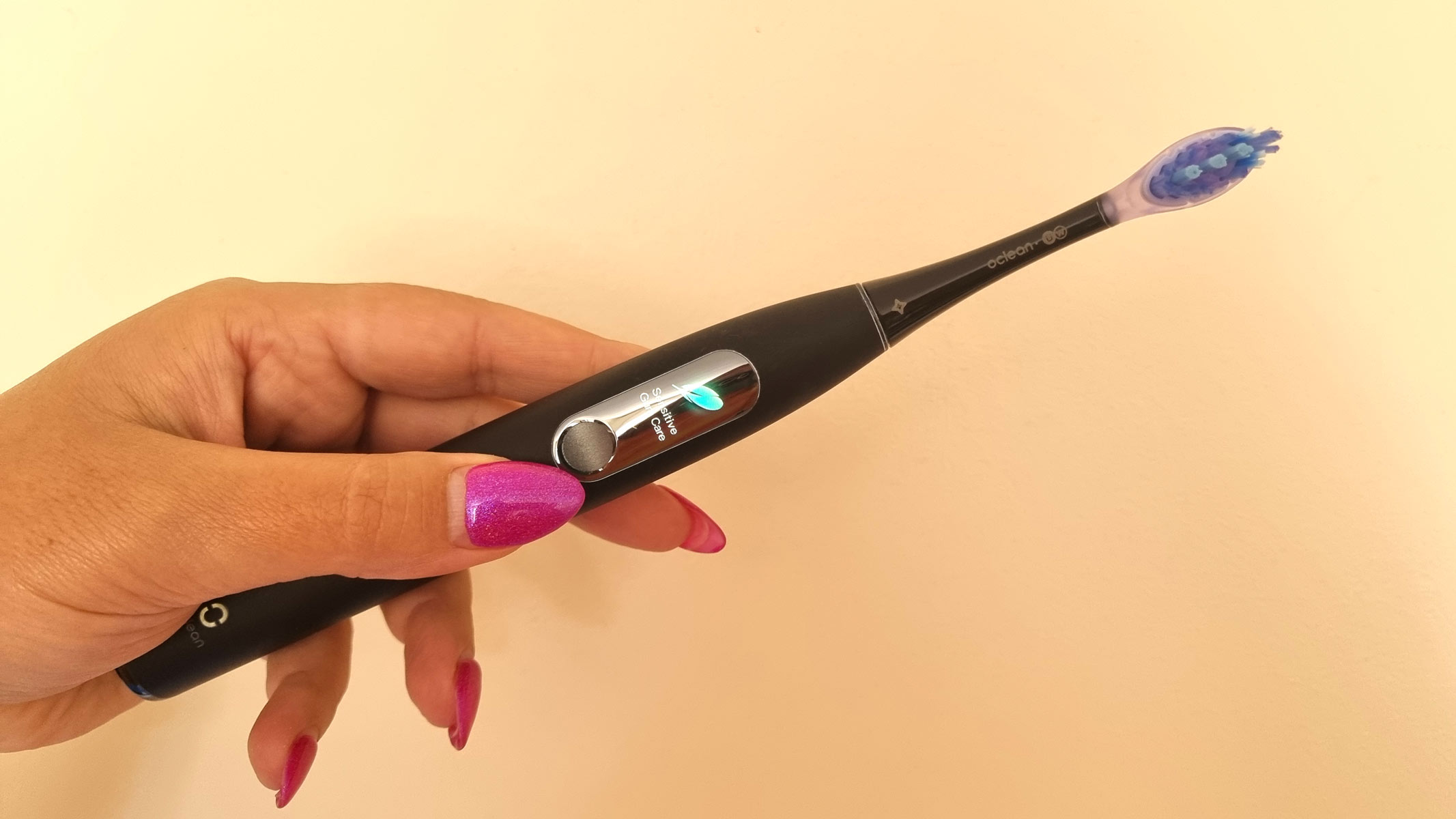 Oclean X Ultra S being tested by our reviewer