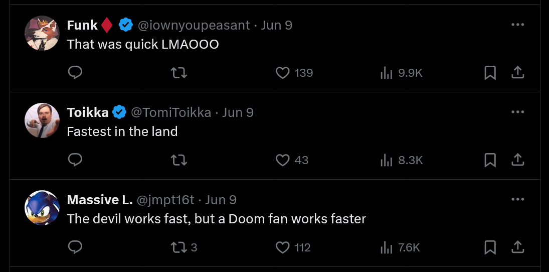 Twitter reactions to the Doom Chainshield mod