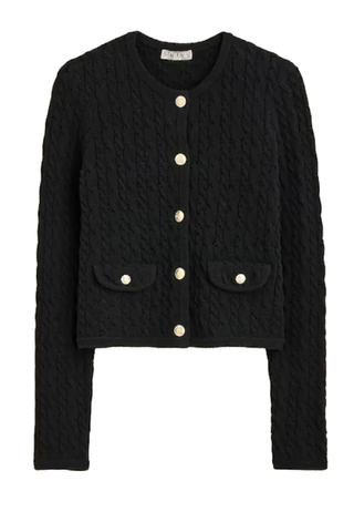 J.Crew Odette Cable-Knit Sweater Lady Jacket in Cotton-Blend Bouclé (Was $168) 