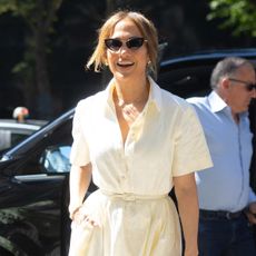 Jennifer Lopez wearing a dress in Paris