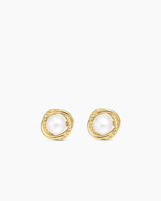 David Yurman, Crossover Infinity Pearl Stud Earrings in 18k Yellow Gold With Pearls, 10mm