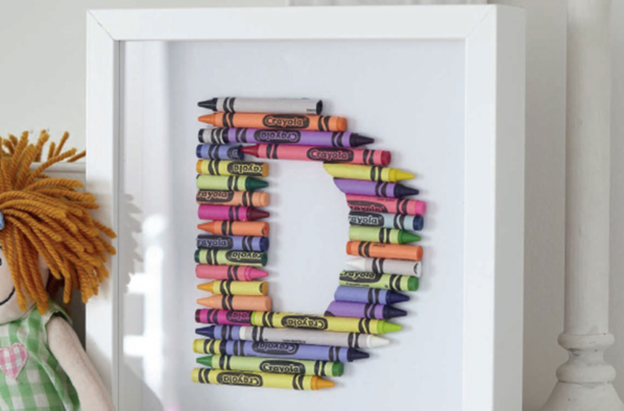 Easy crafts for kids illustrated by Crayon letter picture craft idea