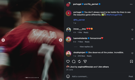 Florence Pernet image of Ronaldo via Instagram screenshot 