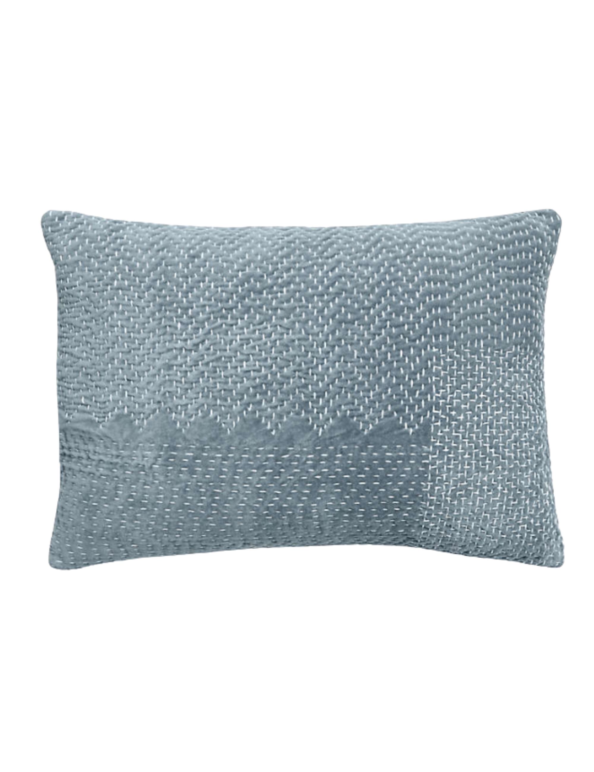Crate &amp;amp; Barrel, Sashiko Organic Cotton Velvet 22"x15" Blue Throw Pillow Cover