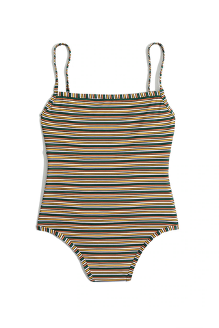 Madewell Second Wave Straight One-Piece Swimsuit in Rainbow Stripe
