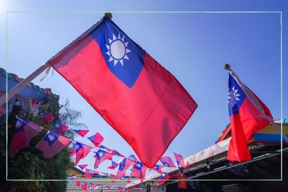Taiwanese flag against a clear blue sky