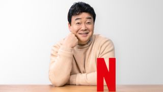 portrait of chef Paik Jong-won with a red N for netflix