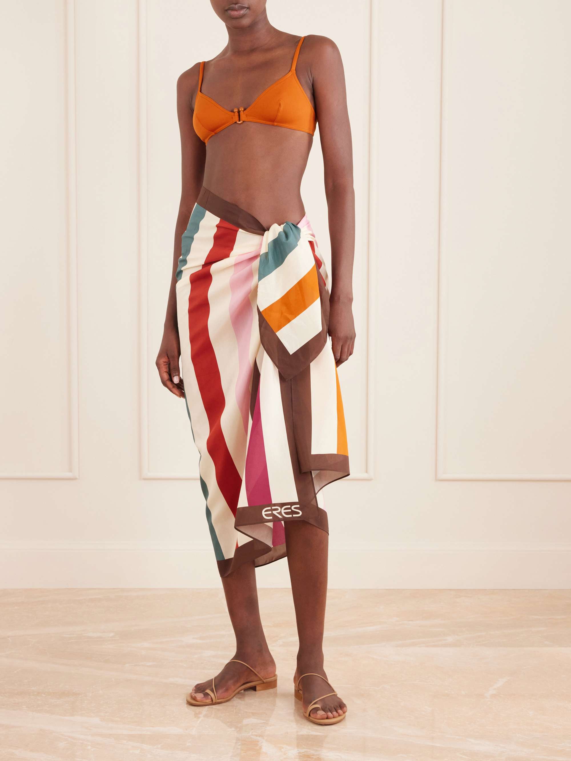 Modernity Striped Cotton and Silk-Blend Sarong