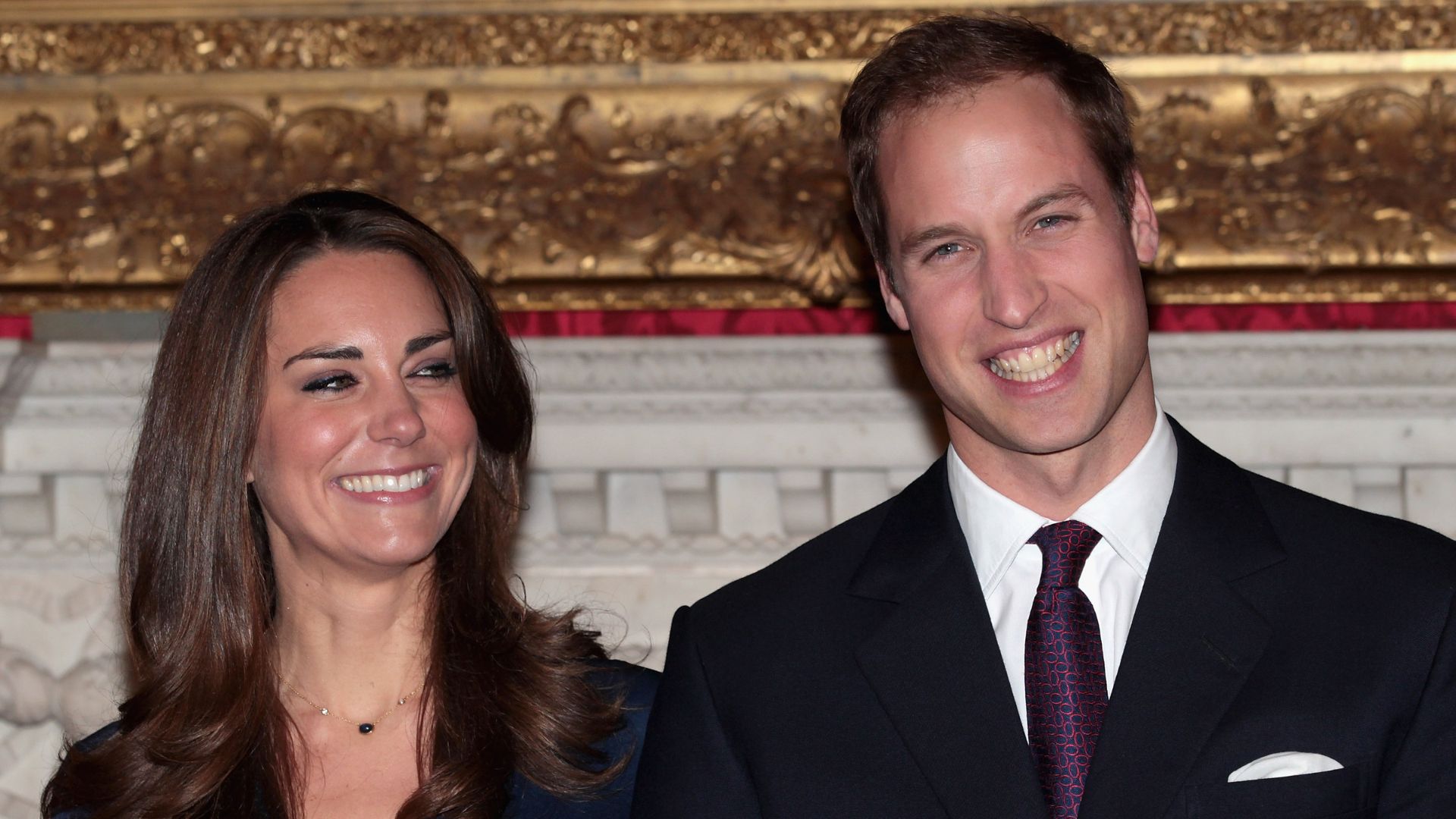 Kate Middleton and Prince William during their 2010 engagement announcement